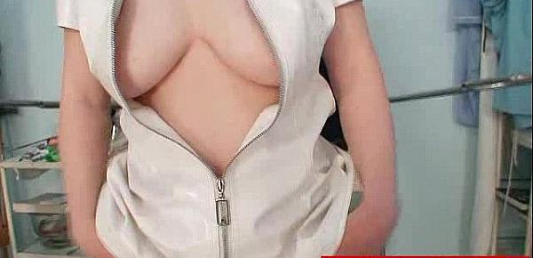  Perverted Lady in nurse uniform shows huge boobs